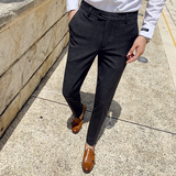 秋冬新款英伦韩版修身男士格子西裤休闲长裤K149-P75，男装西裤，电商C308