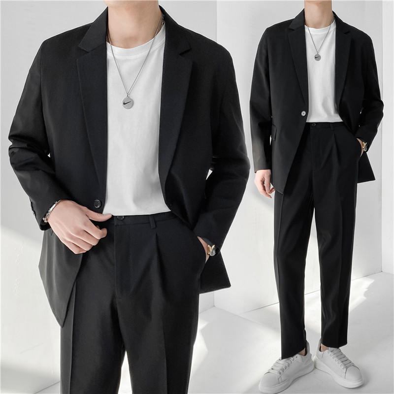 24春夏轻熟风英伦纯色西服套装阔版宽松休闲小西装TZ17-P220,男装西服套装,电商C308