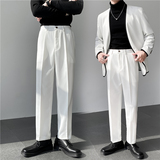 秋冬ins轻熟风宽松时尚休闲西裤阔版纯色直筒长裤K27-P75，男装西裤，电商C308