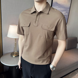 夏季男士休闲polo衫t恤潮流修身翻领半袖polo衫黑色C10012-P58，男装T恤，电商C308