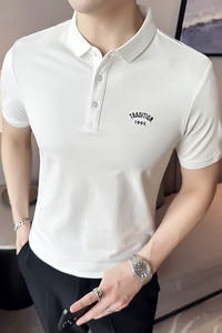 男士休闲polo衫t恤 潮流修身翻领半袖polo衫黑色C60045-P58图片
