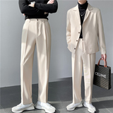 秋冬ins轻熟风宽松时尚休闲西裤阔版纯色直筒长裤K27-P75，男装西裤，电商C308