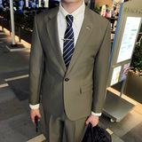 秋冬款英伦韩版修身男士商务休闲纯色西服外套咖啡色X888-P150，男装西服，电商C308