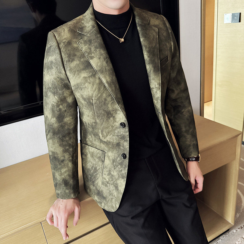 皮衣男西装外套韩版修身帅气潮流休闲二粒扣男士西服X943-P155,男装西服套装,电商C308