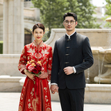 中式新郎西服套装婚礼伴郎礼服男士高级感立领西装LJT938-P205，男装西服套装，电商C308