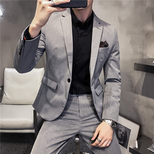 20秋冬款 英伦韩风修身商务纯色男士西服外套 X830-P135图片