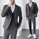 轻熟风ins秋冬韩版修身男士虚线条纹休闲西服三件套SJT937-P265，男装西服，电商C308