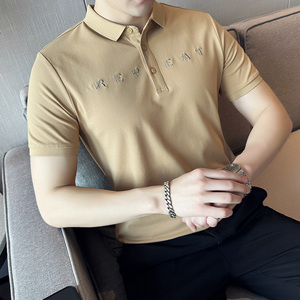 夏季男士休闲短袖polo衫潮流修身翻领半袖t恤白色C60024-P58