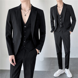 ins轻熟风秋冬韩版修身男士虚线条纹休闲西服三件套SJT937-P265，男装西服，电商C308