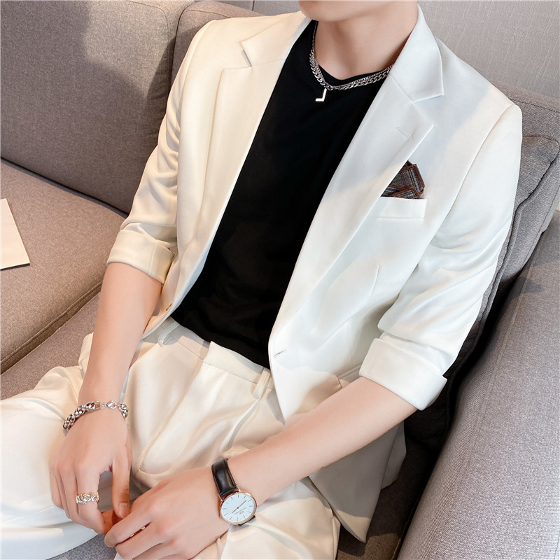 高级感休闲中袖小西服外套韩版修身英伦痞雅单西装X04-P145,男装西服套装,电商C308