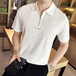 夏季 男士休闲polo衫t恤 潮流修身翻领半袖polo衫黑色F9510-P58图片