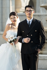 布雷泽英伦金属纽扣双排扣男士韩版修身婚宴西服套装 SJT890-P300图片