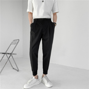 轻熟风微宽时尚休闲裤 韩版纯色缩脚九分西裤 K19-P65，男装西裤，电商C308