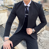 英伦韩版修身立领男士西服三件套TZ144-P290，男装西服，电商C308