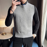 秋冬韩版修身马甲背心毛衣潮流百搭休闲圆领针织衫白色C67003-P70，男装背心/马甲，电商C308