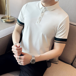 男士休闲polo衫t恤 潮流修身翻领半袖polo衫咖啡色C60025-P58图片