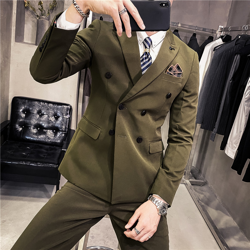 20秋冬款英伦韩版修身时尚双排扣男士西服外套X955A双排扣-P135，男装西服，电商C308