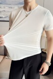 英伦风痞圆领纯色短袖T恤夏季男装半袖冰丝弹力体恤T88-特P30，男装T恤，电商C308