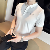 夏季男士休闲短袖polo衫潮流修身翻领半袖t恤卡其色C60024-P58，男装T恤，电商C308