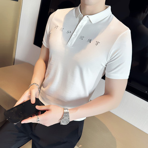 夏季男士休闲短袖polo衫潮流修身翻领半袖t恤卡其色C60024-P58图片