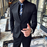 英伦韩版修身立领男士商务西服三件套TZ144-P290，男装西服，电商C308
