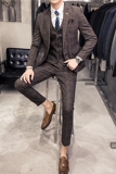 20秋冬款英伦韩风修身时尚商务格子西服男士三件套SJT956-特P260，男装西服，电商C308