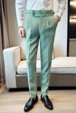 春夏华夫格英伦那不勒斯西裤男士韩版修身小脚裤休闲长裤K906-P75，男装西裤，电商C308