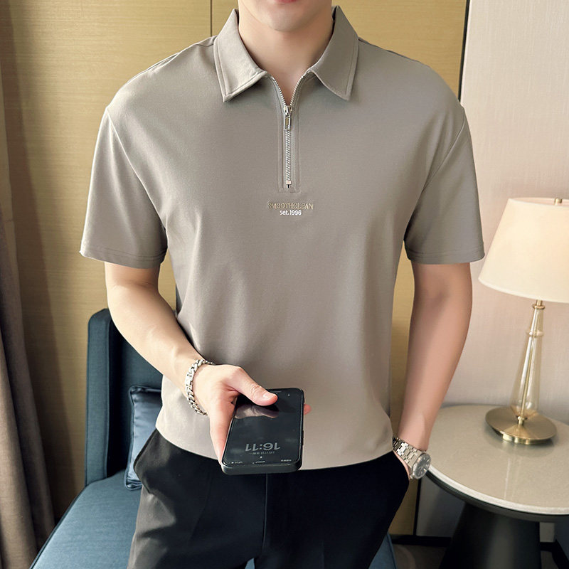 夏季男士休闲polo衫t恤潮流修身翻领半袖polo衫白色F9510-P58,男装T恤,电商C308