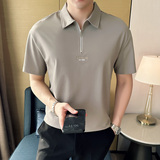夏季男士休闲polo衫t恤潮流修身翻领半袖polo衫白色F9510-P58，男装T恤，电商C308