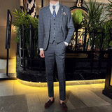 英伦韩版修身男士休闲西服三件套新郎伴郎套装咖啡色SJT30-P295，男装西服，电商C308