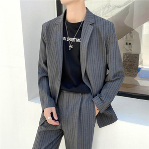 高质量男性西装 轻熟风ins英伦宽松条纹休闲西服X23-P150图片