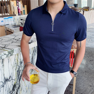 20夏季 韩版男polo衫纯色拉链设计简约翻领短袖气质PL1-P55，男装T恤，电商C308