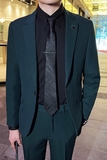 英伦韩版修身男士休闲商务西服套装新郎套装墨绿色LJT888-P225，男装西服套装，电商C308