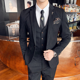 秋冬新款英伦韩版修身休闲商务男士西服三件套装SJT937-P265，男装西服，电商C308