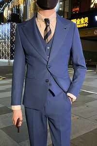 秋冬款 英伦韩版修身男士休闲商务西服三件套新郎套装SJT889-P290图片