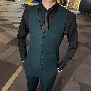 英伦商务韩版修身男士V领马甲 新郎伴郎小马甲米白色MJ888-P60图片