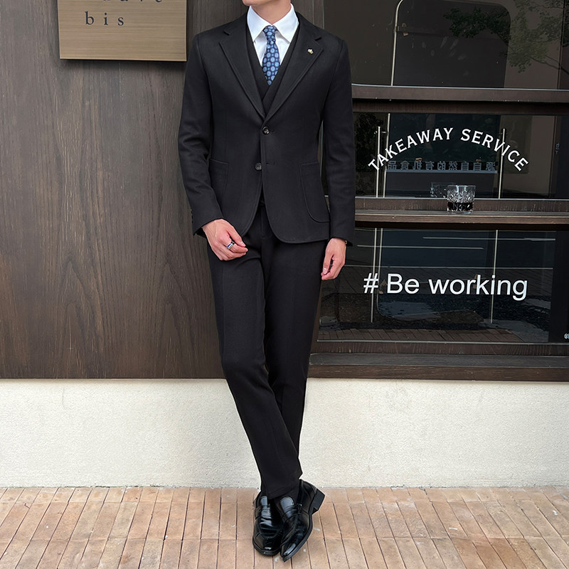秋冬高级感星空呢面料西服套装男士英伦西装三件套SJT927-P265,男装西服套装,电商C308