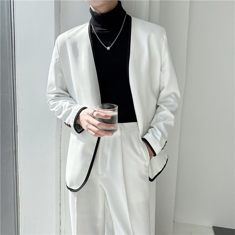 ins轻熟风英伦纯色西服套装阔版宽松休闲小西装TZ27包边-P225,男装西服套装,电商C308