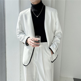 ins轻熟风英伦纯色西服套装阔版宽松休闲小西装TZ27包边-P225，男装西服套装，电商C308