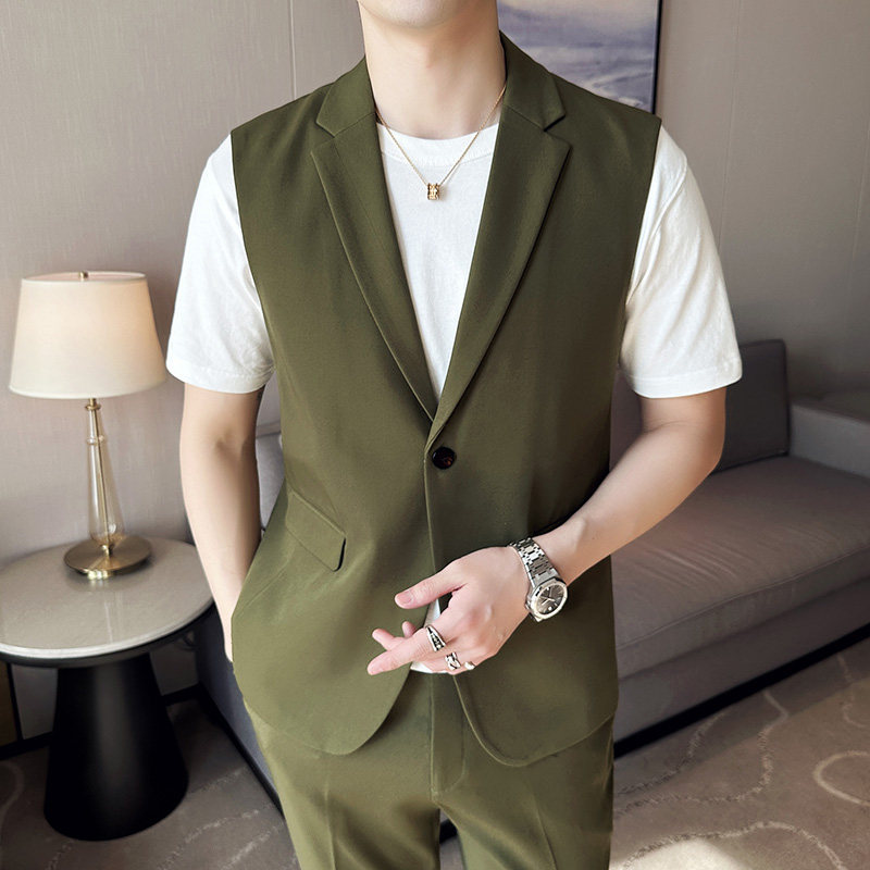 春夏款韩版修身纯色休闲男士无袖西服英伦时尚潮男小西装X40-P120，男装西服套装，电商C308