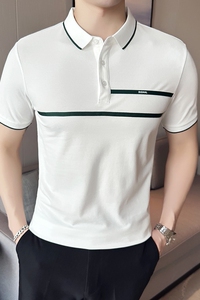 夏季 男士polo衫t恤 潮流修身翻领半袖polo衫黑色 F9408-P58图片