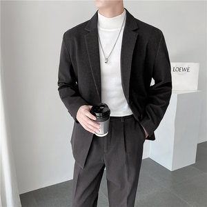 秋冬轻熟风ins英伦纯色呢料西服外套 阔版宽松休闲小西装X25-P150，男装西服套装，电商C308