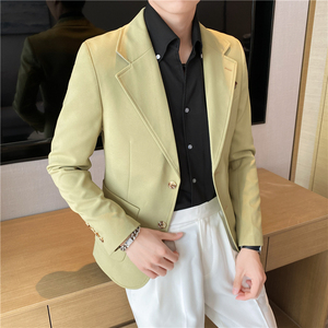 休闲小西服外套男高级感春夏季韩版修身英伦痞帅单西装X01-P155图片