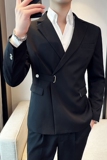 英伦修身西装两件套男士套装韩版休闲斜扣西服套装LJT908-P225，男装西服套装，电商C308