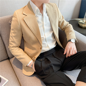 休闲小西服外套男高级感22春夏季韩版修身英伦痞帅单西装X01-P155图片