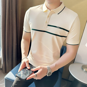 男士休闲polo衫t恤 潮流修身翻领半袖polo衫沙漠色F9408-P58图片