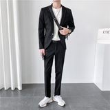 ins轻熟风韩版修身男士休闲虚线条纹西服西装套装LJT937-P210，男装西服套装，电商C308