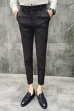 24春夏款休闲裤男商务条纹男士西裤男式修身九分裤K726-P65，男装西裤，电商C308