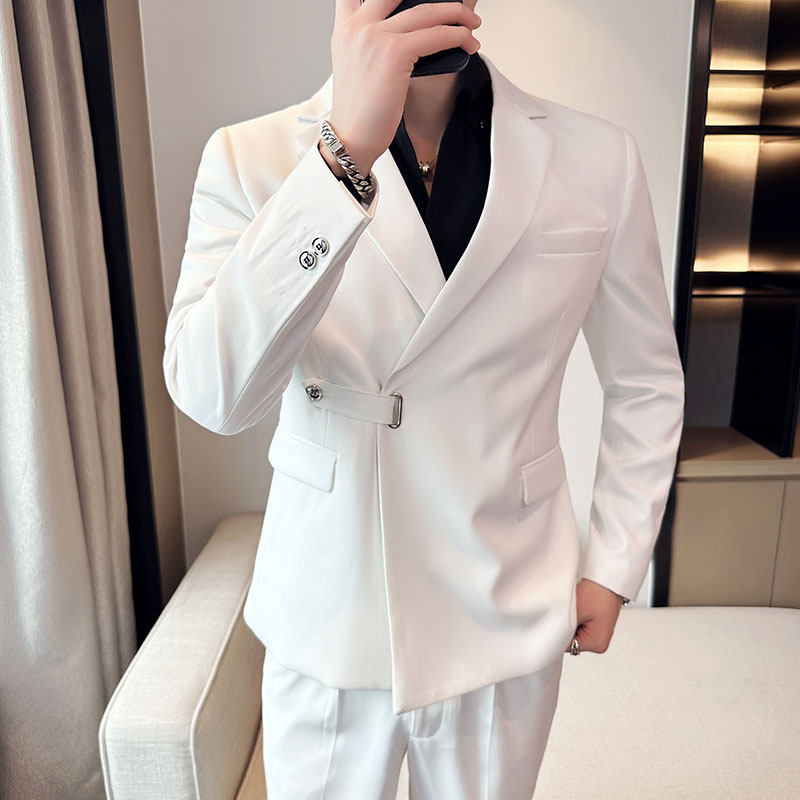 春季英伦修身男士西装韩版休闲斜扣西服外套黑色X908-P150,男装西服套装,电商C308