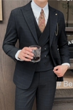 英伦修身男士二粒扣格子西服三件套新郎伴郎礼服套装SJT919-P300，男装西服，电商C308
